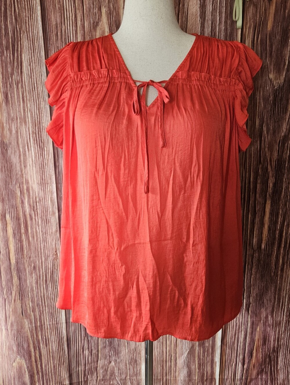 Rachel Zoe Ruffle Sleeve Satin Blouse Size XL